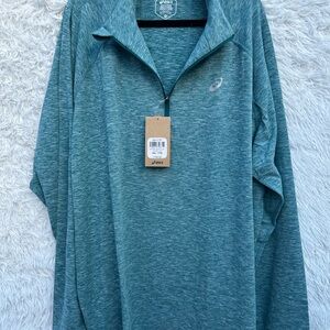Asics Blue Heather Quarter-Zip Top New in size 2XL